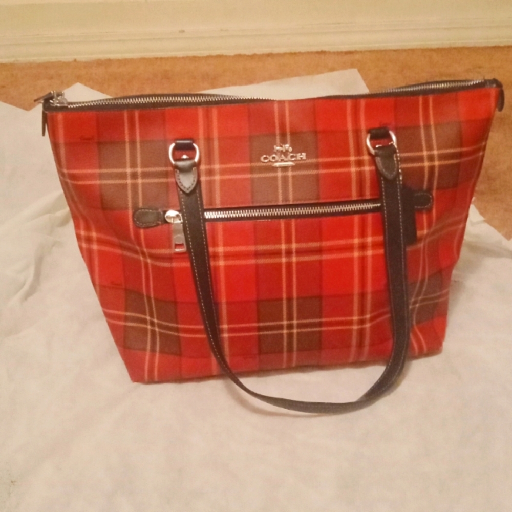 Coach authentic plaid tote